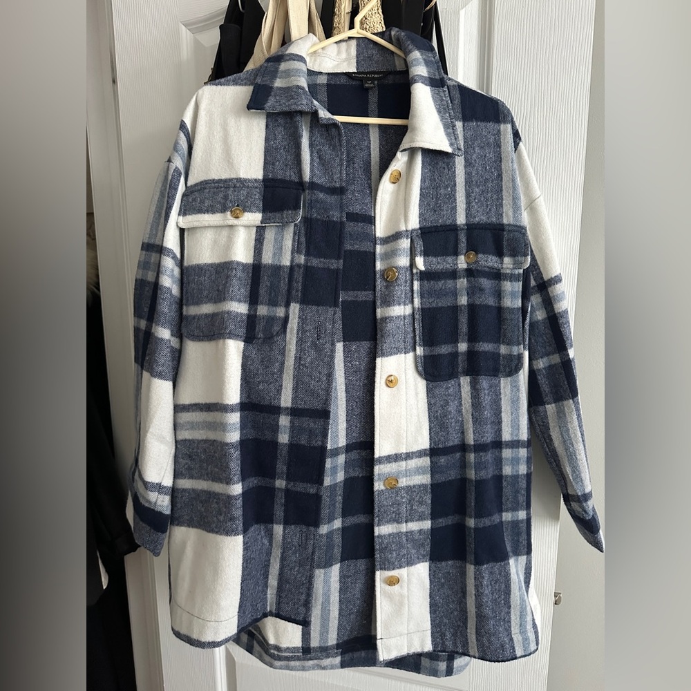 Blue and White Plaid Jacket